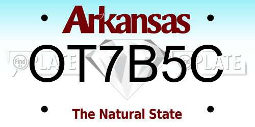 OT7B5C Arkansas License Plate