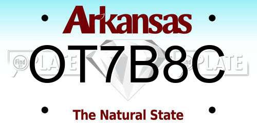 OT7B8C Arkansas License Plate