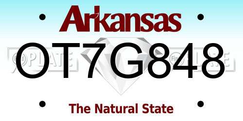 OT7G848 Arkansas License Plate