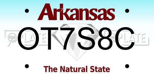 OT7S8C Arkansas License Plate