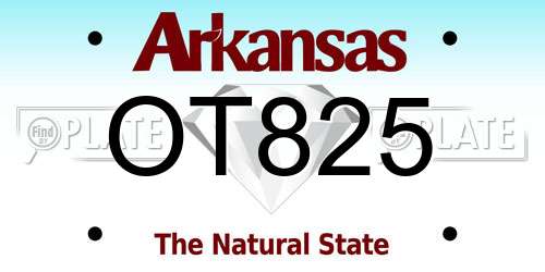 OT825 Arkansas License Plate
