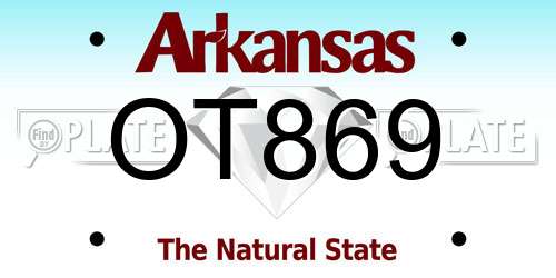 OT869 Arkansas License Plate