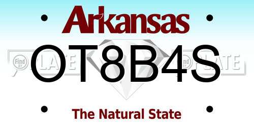 OT8B4S Arkansas License Plate
