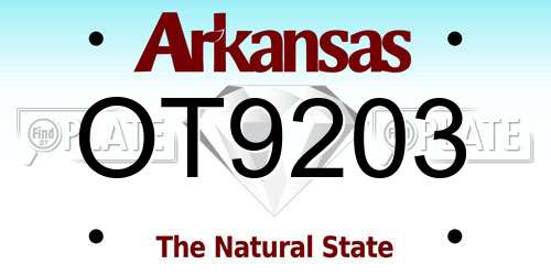 OT9203 Arkansas License Plate