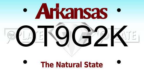 OT9G2K Arkansas License Plate