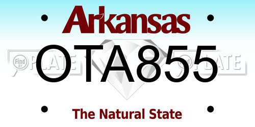 OTA855 Arkansas License Plate