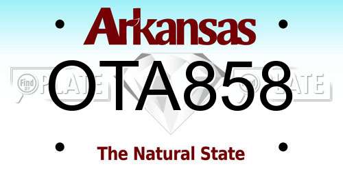 OTA858 Arkansas License Plate