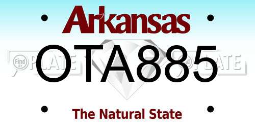 OTA885 Arkansas License Plate
