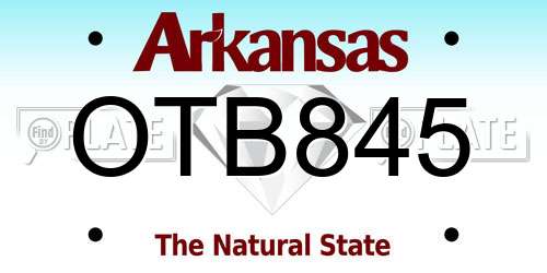 OTB845 Arkansas License Plate