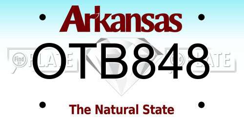 OTB848 Arkansas License Plate