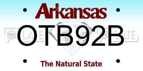 OTB92B Arkansas License Plate