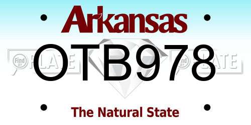 OTB978 Arkansas License Plate