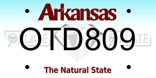 OTD809 Arkansas License Plate
