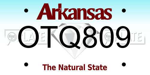 OTQ809 Arkansas License Plate