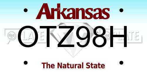 OTZ98H Arkansas License Plate