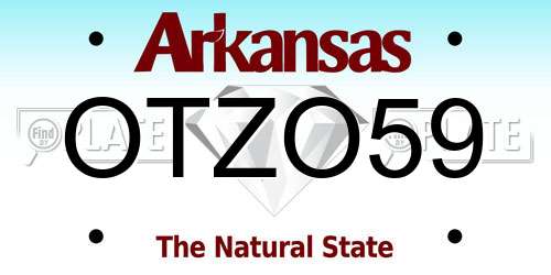 OTZO59 Arkansas License Plate