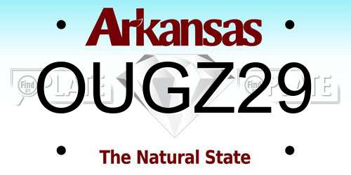 OUGZ29 Arkansas License Plate
