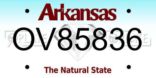 OV85836 Arkansas License Plate