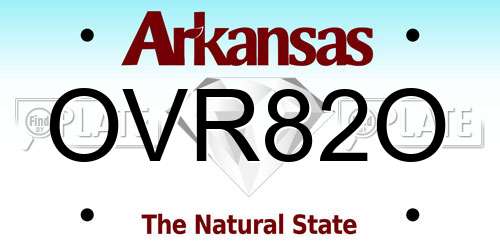 OVR82O Arkansas License Plate