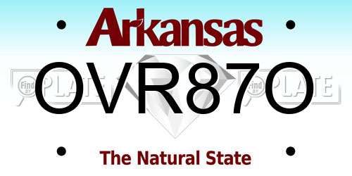 OVR87O Arkansas License Plate