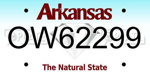 OW62299 Arkansas License Plate