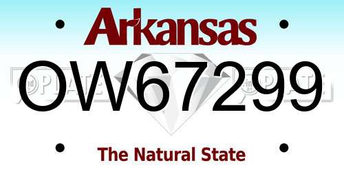 OW67299 Arkansas License Plate