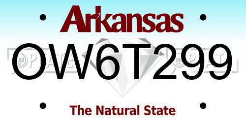 OW6T299 Arkansas License Plate