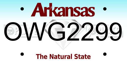OWG2299 Arkansas License Plate