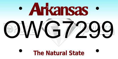 OWG7299 Arkansas License Plate