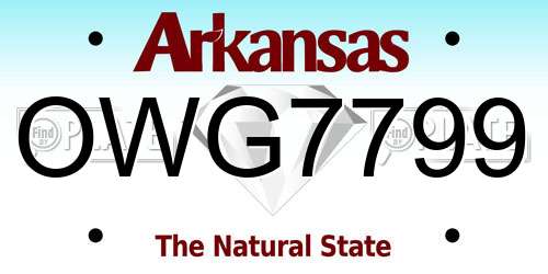 OWG7799 Arkansas License Plate