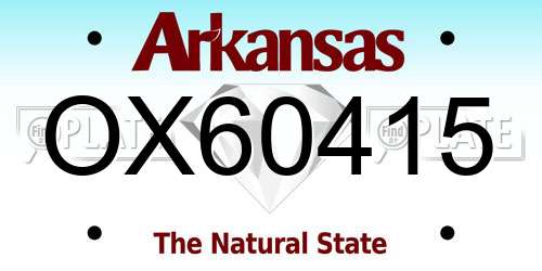 OX60415 Arkansas License Plate