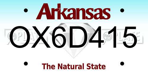 OX6D415 Arkansas License Plate