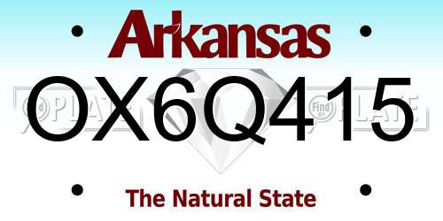 OX6Q415 Arkansas License Plate