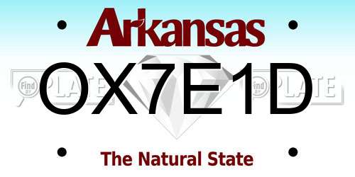 OX7E1D Arkansas License Plate