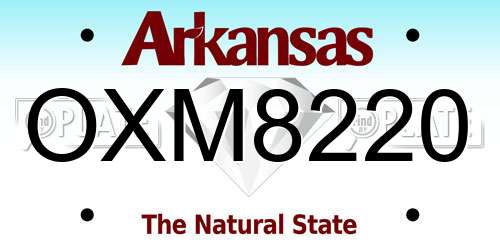 OXM8220 Arkansas License Plate