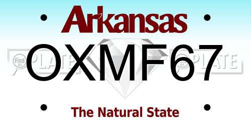 OXMF67 Arkansas License Plate