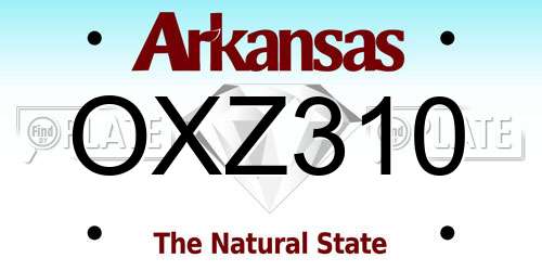 OXZ310 Arkansas License Plate