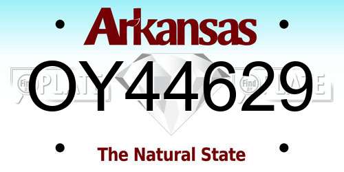 OY44629 Arkansas License Plate