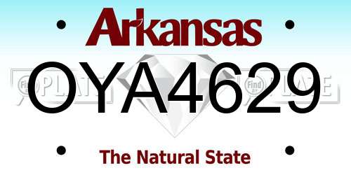 OYA4629 Arkansas License Plate