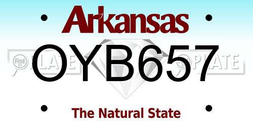 OYB657 Arkansas License Plate