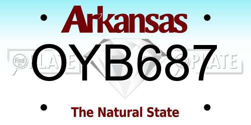 OYB687 Arkansas License Plate
