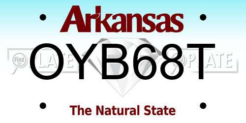OYB68T Arkansas License Plate