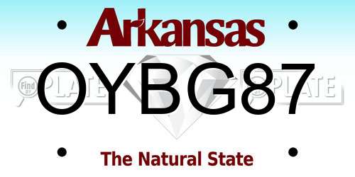 OYBG87 Arkansas License Plate