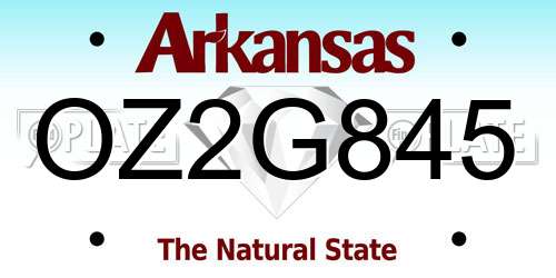 OZ2G845 Arkansas License Plate