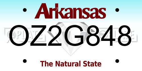 OZ2G848 Arkansas License Plate