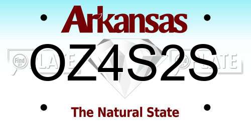 OZ4S2S Arkansas License Plate