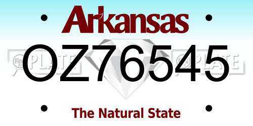 OZ76545 Arkansas License Plate