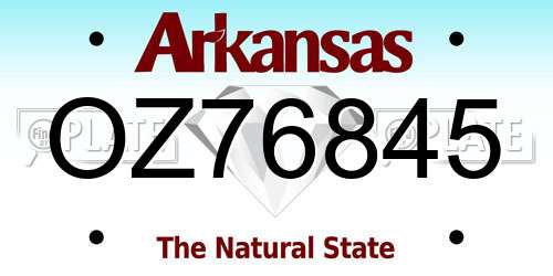 OZ76845 Arkansas License Plate