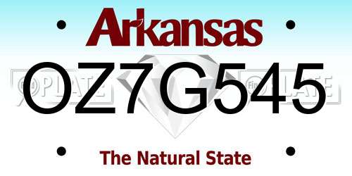 OZ7G545 Arkansas License Plate