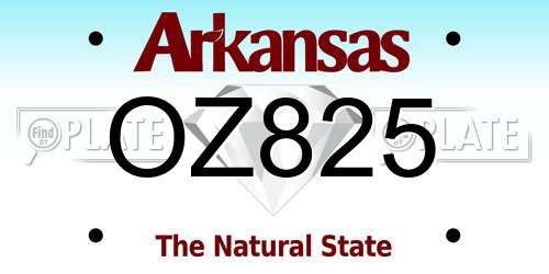 OZ825 Arkansas License Plate
